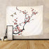 Riyidecor Asian Cherry Flower Tapestry 51Hx59W inch Japanese Style Red Blossom Floral Branch Birds Nature Animal Spring Artwork Wall Hanging Dorm Decor Bedroom Living Room
